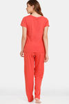 Rosaline Symmetry Knit Cotton Pyjama Set - Valiant Poppy — thumbnail 3
