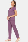 Rosaline Chromaticity Knit Cotton Pyjama Set - Wineberry — thumbnail 2