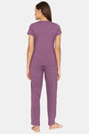 Rosaline Chromaticity Knit Cotton Pyjama Set - Wineberry — thumbnail 3