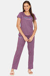 Rosaline Chromaticity Knit Cotton Pyjama Set - Wineberry — thumbnail 4