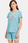 Rosaline Dream Land Knit Cotton Shorts Set - Aquarelle — thumbnail 2