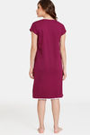 Rosaline Dream Land Knit Cotton Knee Length Nightdress - Plum Caspia — thumbnail 3