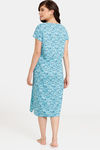 Rosaline Emoji Knit Cotton Mid Length Nightdress - Baltic — thumbnail 3