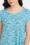 Rosaline Emoji Knit Cotton Mid Length Nightdress - Baltic — thumbnail 5