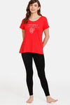 Rosaline Emoji Knit Cotton Top - Hibiscus — thumbnail 4