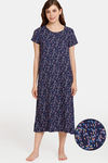 Rosaline Eternal Bloom Woven Mid Length Nightdress - Peacoat — thumbnail 1