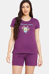 Rosaline Minions Knit Cotton Shorts Set - Imperial Purple — thumbnail 1