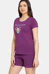 Rosaline Minions Knit Cotton Shorts Set - Imperial Purple — thumbnail 2