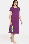 Rosaline Minions Knit Cotton Mid Length Nightdress - Imperial Purple — thumbnail 2