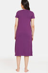 Rosaline Minions Knit Cotton Mid Length Nightdress - Imperial Purple — thumbnail 3