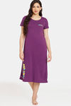 Rosaline Minions Knit Cotton Mid Length Nightdress - Imperial Purple — thumbnail 4