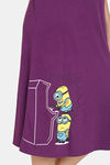 Rosaline Minions Knit Cotton Mid Length Nightdress - Imperial Purple — thumbnail 6