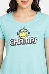 Rosaline Minions Knit Cotton Mid Length Nightdress - Cockatoo — thumbnail 5