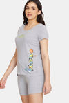 Rosaline Minions Knit Cotton Shorts Set - Grey Melange — thumbnail 2