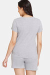 Rosaline Minions Knit Cotton Shorts Set - Grey Melange — thumbnail 3