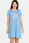 Rosaline Meadows Knit Cotton Knee Length Nightdress (Pack of 2) - Purple Blue — thumbnail 2