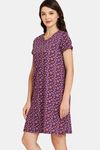 Rosaline Meadows Knit Cotton Knee Length Nightdress (Pack of 2) - Purple Blue — thumbnail 8