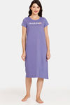 Rosaline Meadows Knit Cotton Mid Length Nightdress - Very Peri — thumbnail 1