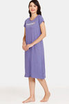 Rosaline Meadows Knit Cotton Mid Length Nightdress - Very Peri — thumbnail 2