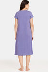Rosaline Meadows Knit Cotton Mid Length Nightdress - Very Peri — thumbnail 3