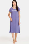 Rosaline Meadows Knit Cotton Mid Length Nightdress - Very Peri — thumbnail 4