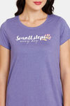 Rosaline Meadows Knit Cotton Mid Length Nightdress - Very Peri — thumbnail 5
