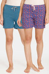 Rosaline Meadows Knit Cotton Shorts (Pack of 2) - Blue Purple — thumbnail 1