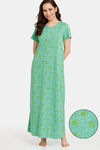 Rosaline Reclaimed Nature Knit Cotton Full Length Nightdress - Ming — thumbnail 1