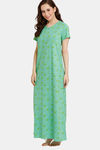Rosaline Reclaimed Nature Knit Cotton Full Length Nightdress - Ming — thumbnail 2