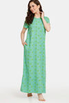Rosaline Reclaimed Nature Knit Cotton Full Length Nightdress - Ming — thumbnail 4