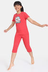 Rosaline Girls Tom & Jerry Knit Cotton Capri Set - Rubicondo — thumbnail 2