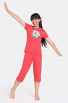 Rosaline Girls Tom & Jerry Knit Cotton Capri Set - Rubicondo — thumbnail 4