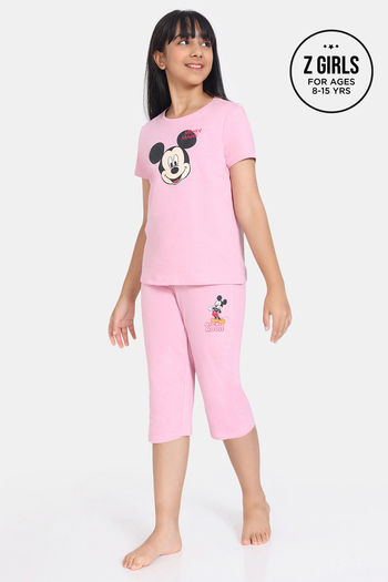 Rosaline Girls Disney Knit Cotton Capri Set - Pink Nectar