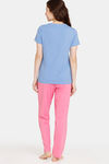 Rosaline Rural Charm Knit Cotton Pyjama Set - Cornflower Blue — thumbnail 3