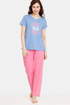 Rosaline Rural Charm Knit Cotton Pyjama Set - Cornflower Blue — thumbnail 4