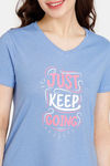 Rosaline Rural Charm Knit Cotton Pyjama Set - Cornflower Blue — thumbnail 5