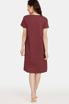Rosaline Rural Charm Knit Cotton Knee Length Nightdress - Merlot — thumbnail 3