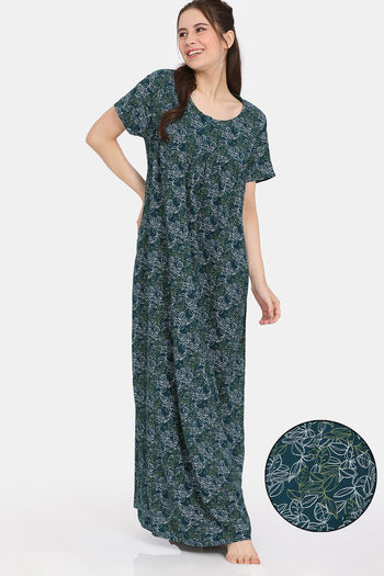 Rosaline Mellow Blooms Woven Full Length Nightdress - Greener Pastures