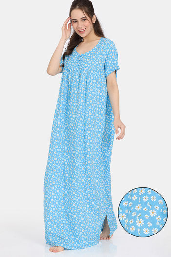 Rosaline Mellow Blooms Woven Full Length Nightdress - Splish Splash