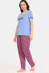Rosaline Joy Sticks Knit Cotton Pyjama Set - Sangria — thumbnail 2