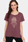 Rosaline Joy Sticks Knit Cotton Top - Merlot — thumbnail 1