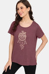 Rosaline Joy Sticks Knit Cotton Top - Merlot — thumbnail 2