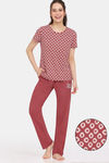Rosaline Serenity Knit Cotton Pyjama Set - Garnet — thumbnail 1