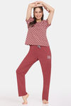 Rosaline Serenity Knit Cotton Pyjama Set - Garnet — thumbnail 4