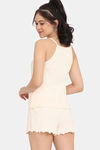 Rosaline Fun Basics Knit Cotton Shorts Set - Ecru — thumbnail 3