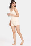 Rosaline Fun Basics Knit Cotton Shorts Set - Ecru — thumbnail 4