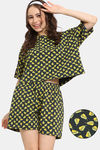 Rosaline Fruit Fusion Knit Cotton Shorts Set - Scarab — thumbnail 1