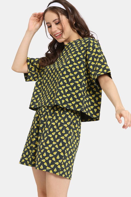 Rosaline Fruit Fusion Knit Cotton Shorts Set - Scarab — image 2