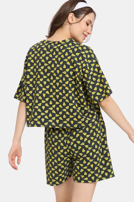 Rosaline Fruit Fusion Knit Cotton Shorts Set - Scarab — image 3