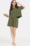 Rosaline Fruit Fusion Knit Cotton Shorts Set - Scarab — thumbnail 4